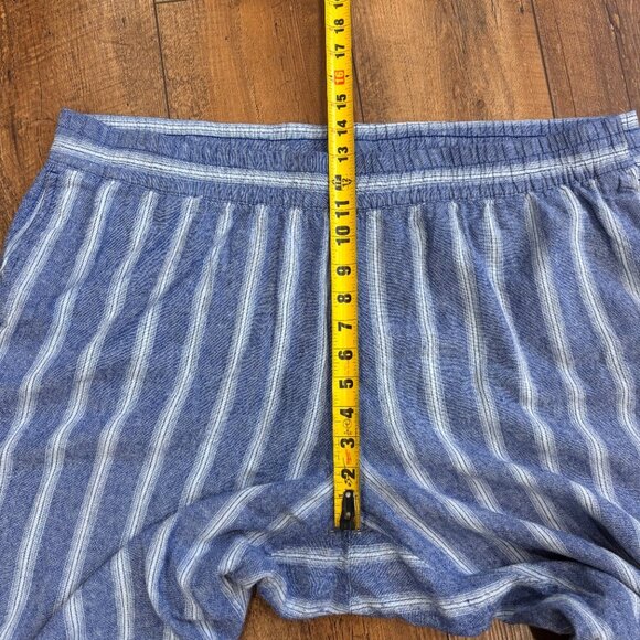 Old Navy Womens 2X High Rise Linen Blend Wide Leg Pants Blue Stripe Boho Casual - Picture 7 of 9